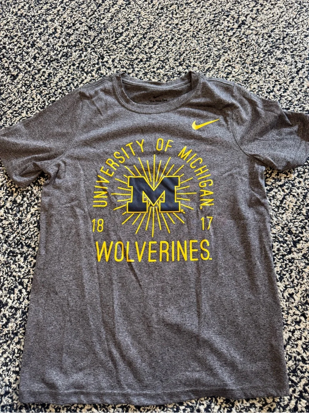 Nike Gray and Maize University of Michigan Wolverines Tee Boy’s